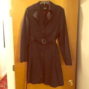 Black DKNY belted trench coat, size large